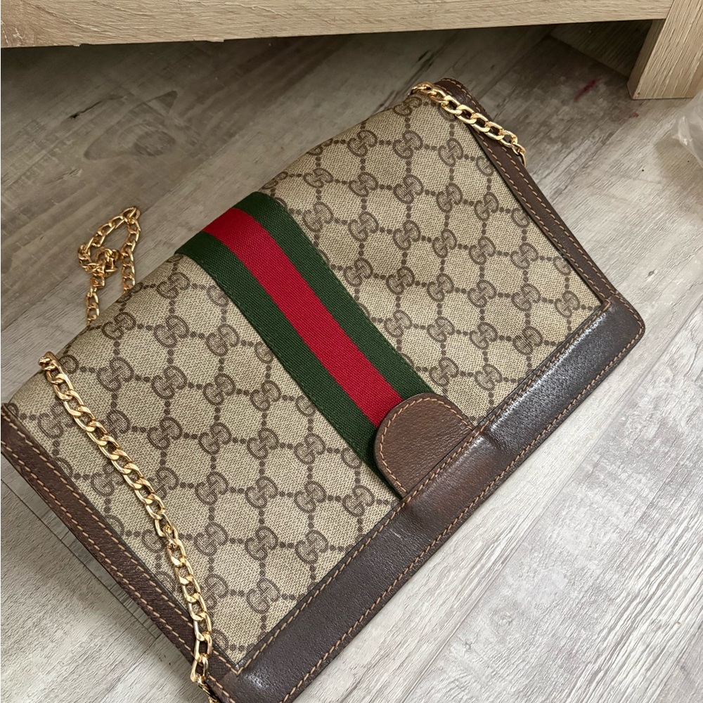 AUTHENTIC GUCCI Crossbody bag purse vintage gg tote clutch gg vintage handbag - Picture 9 of 13